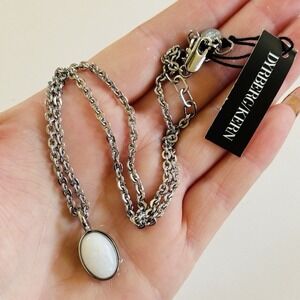 Dyrberg Kern shobhana Necklace Silver Chain White Quartz Pendant Designer Collar